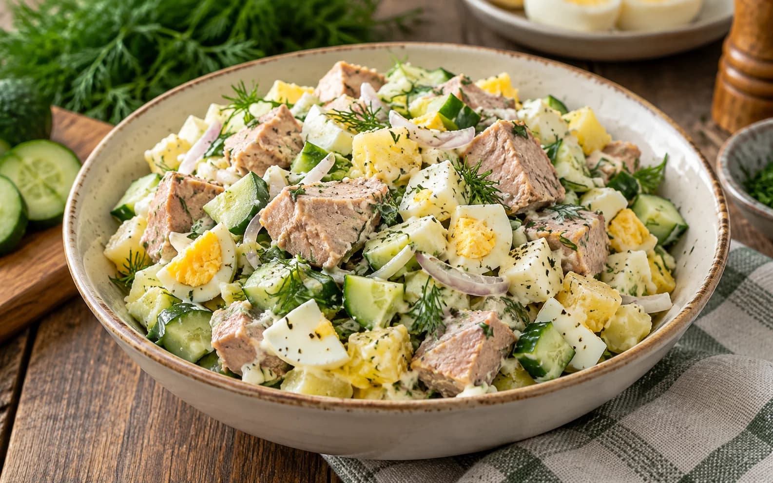 Салат с печенью трески и овощами