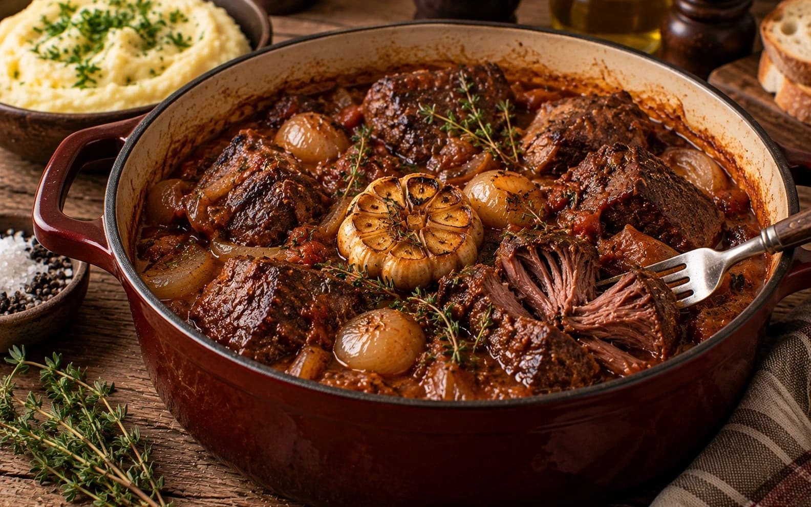 Томлёная говядина с луком и чесноком