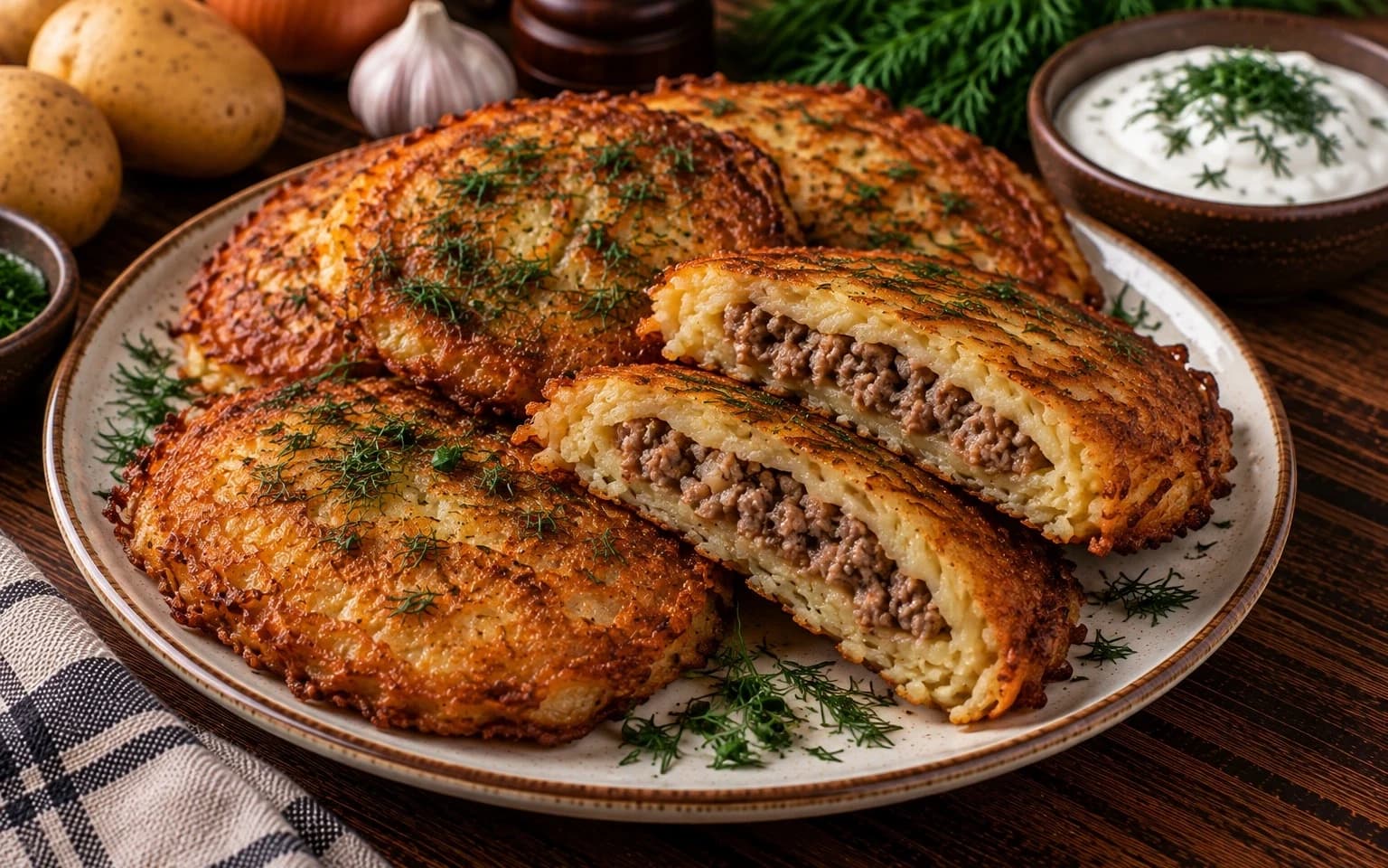 Картофельные драники с мясным фаршем