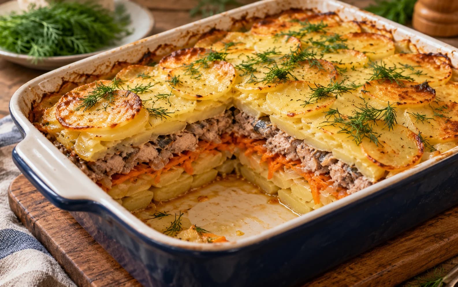 Запечённый картофель с сайрой