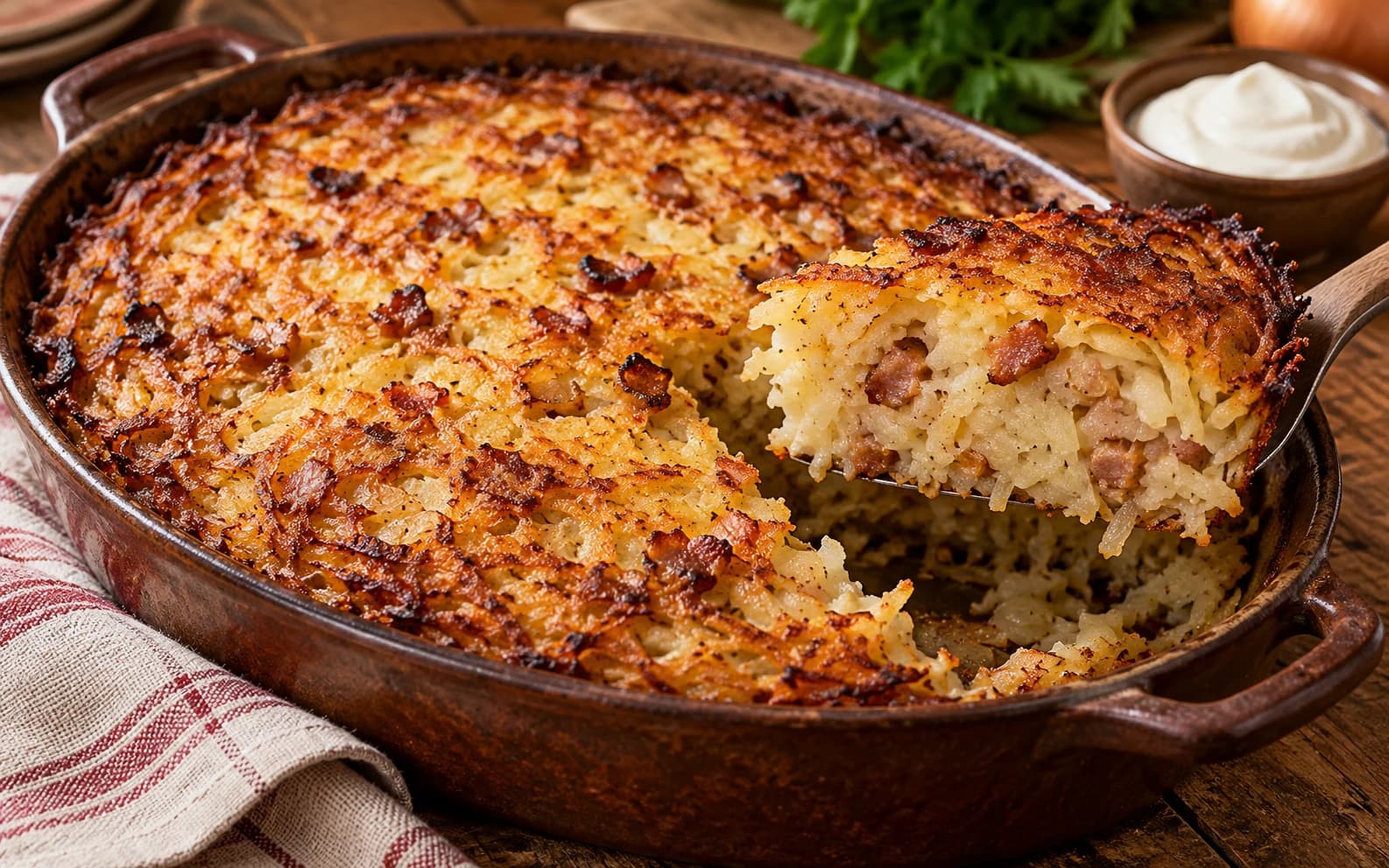 Белорусская картофельная бабка со шкварками