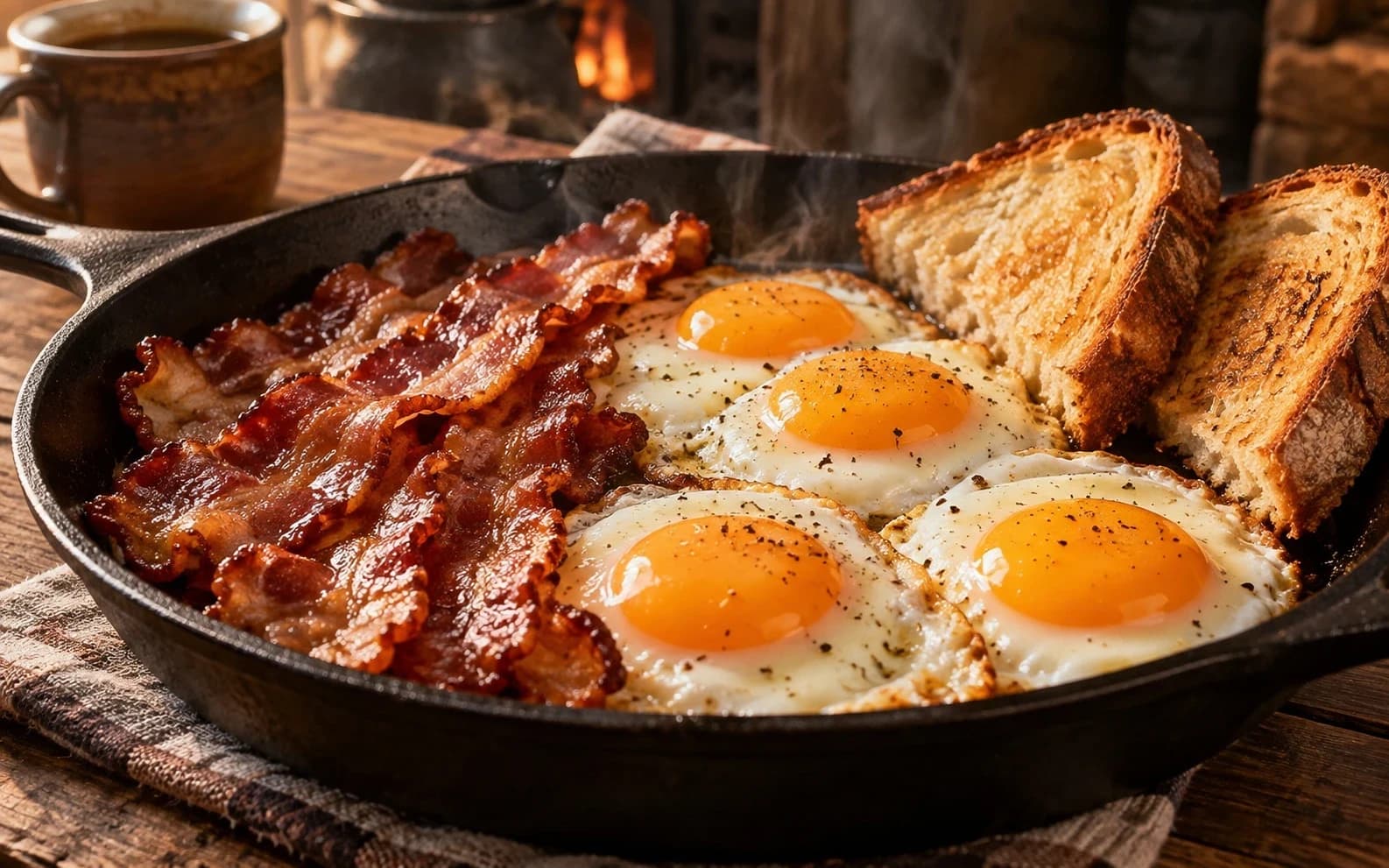 Завтрак Кальцифера с беконом и яйцами