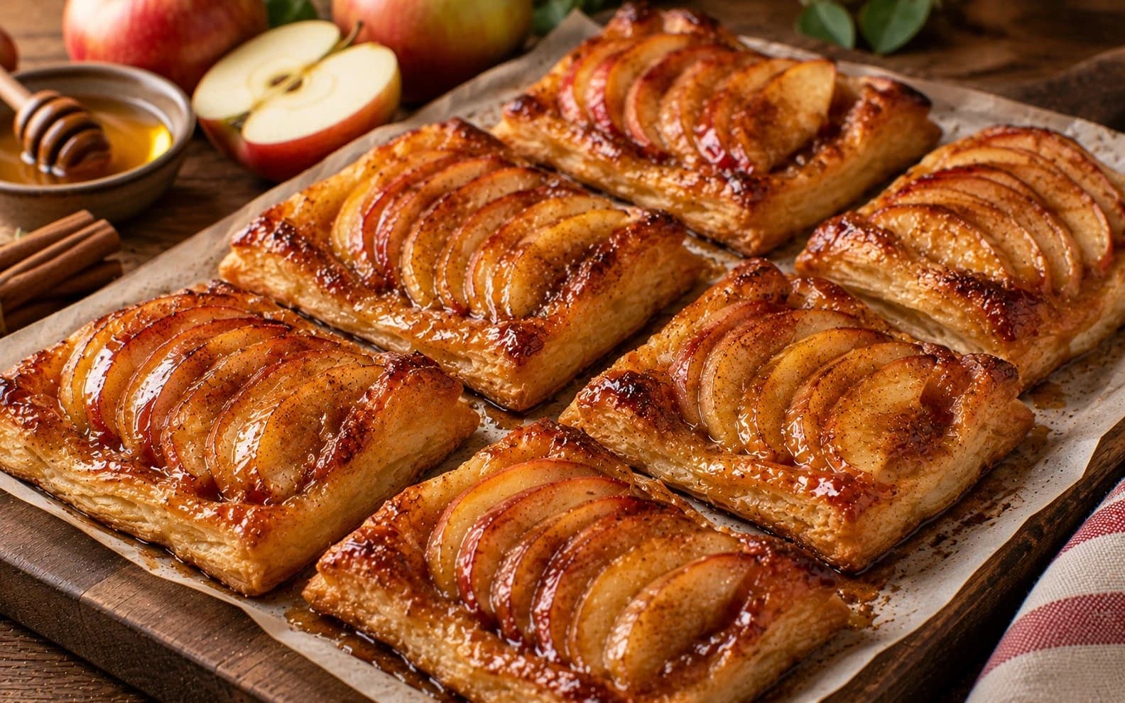 Яблочные слойки с мёдом и корицей