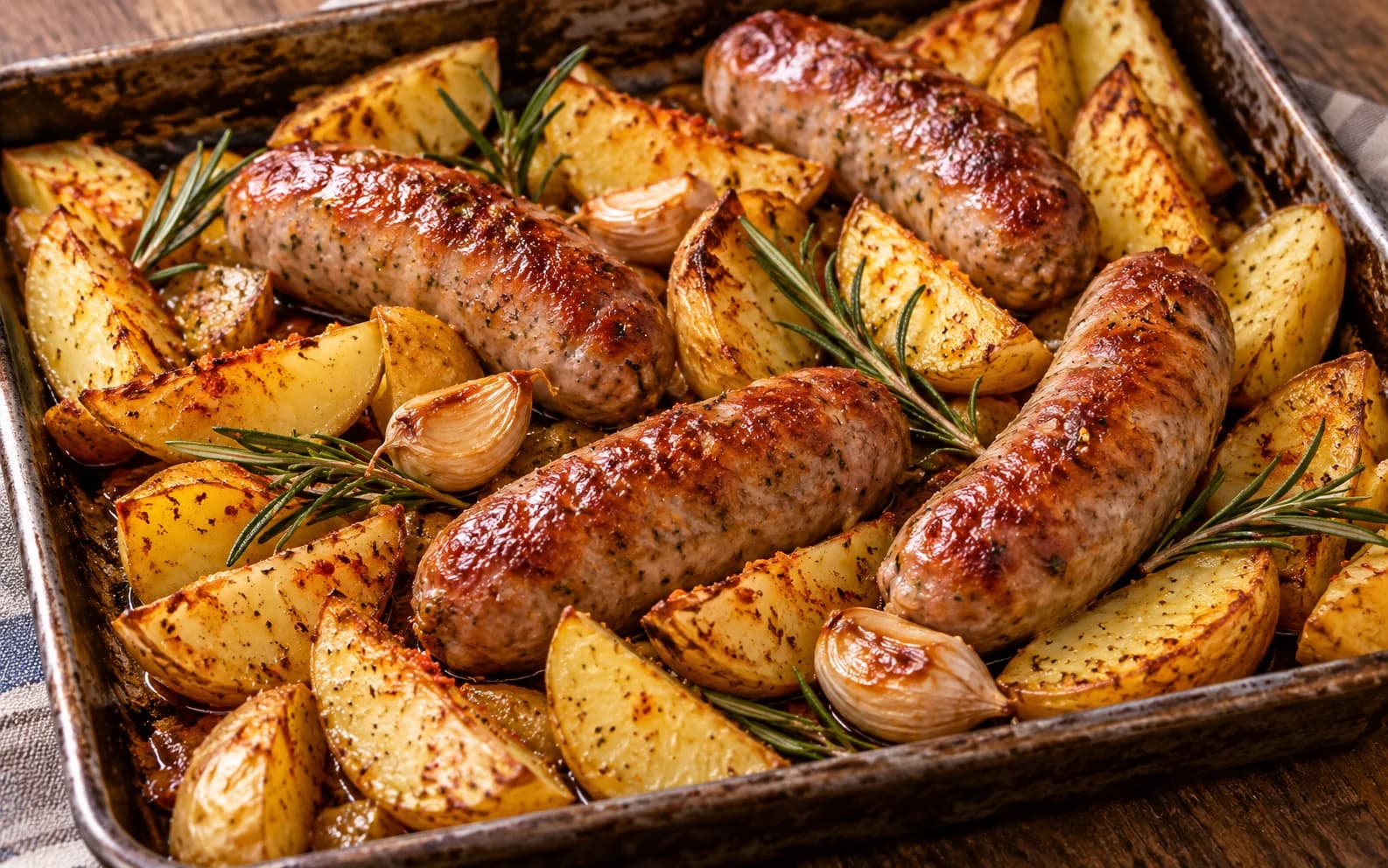 Купаты с картошкой и чесноком в духовке