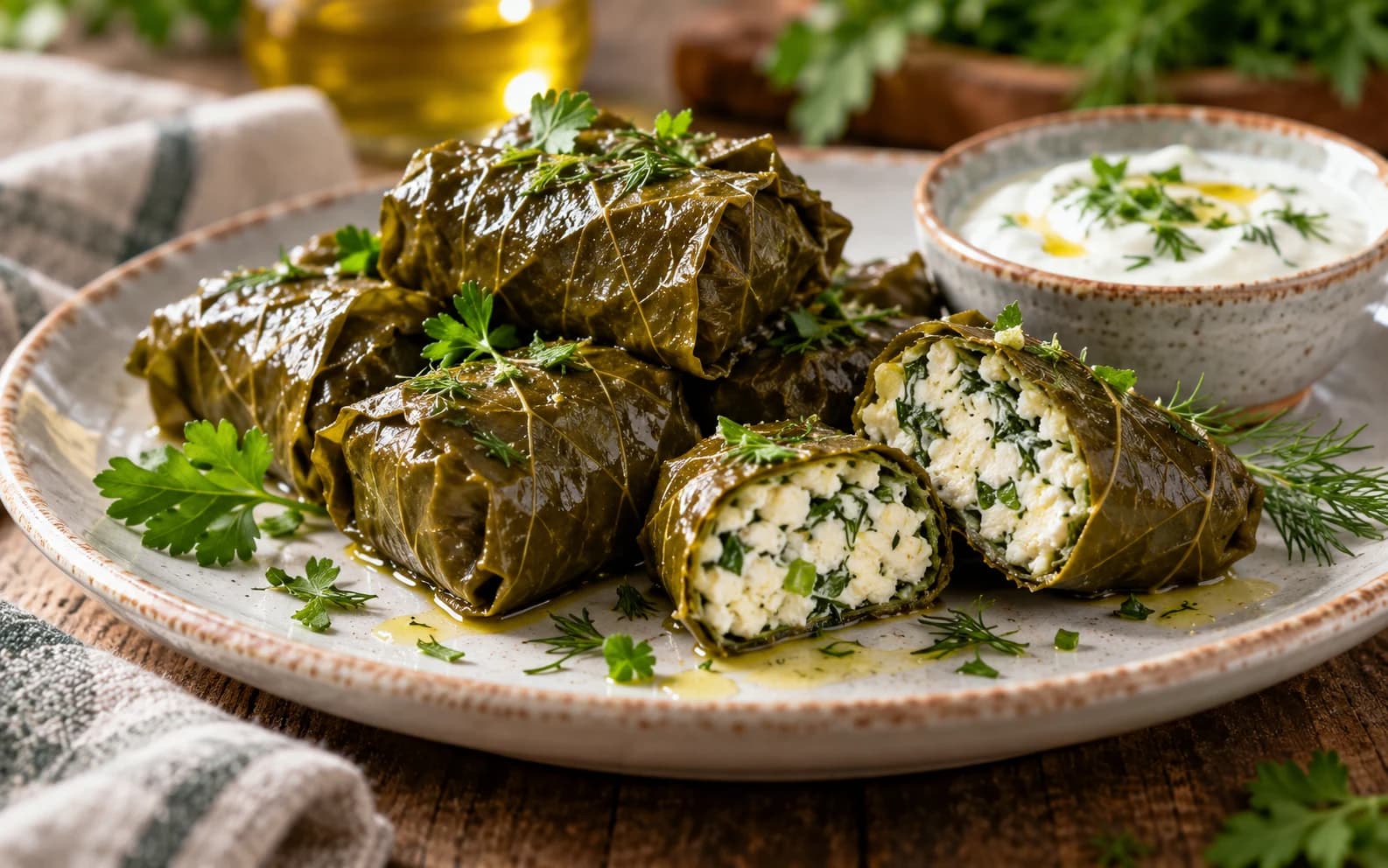 Долма с творожной начинкой и зеленью