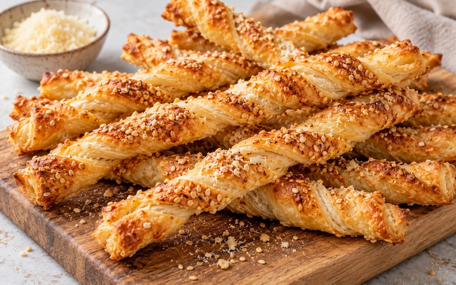 Слоёные палочки с пармезаном и кунжутом
