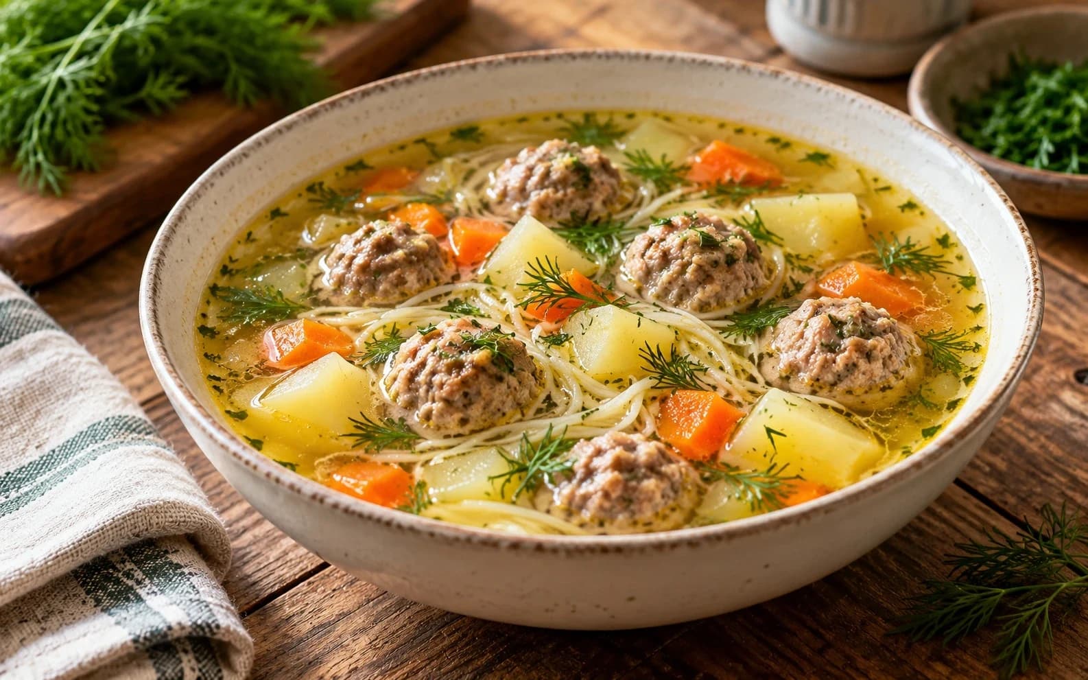 Суп с фрикадельками и вермишелью