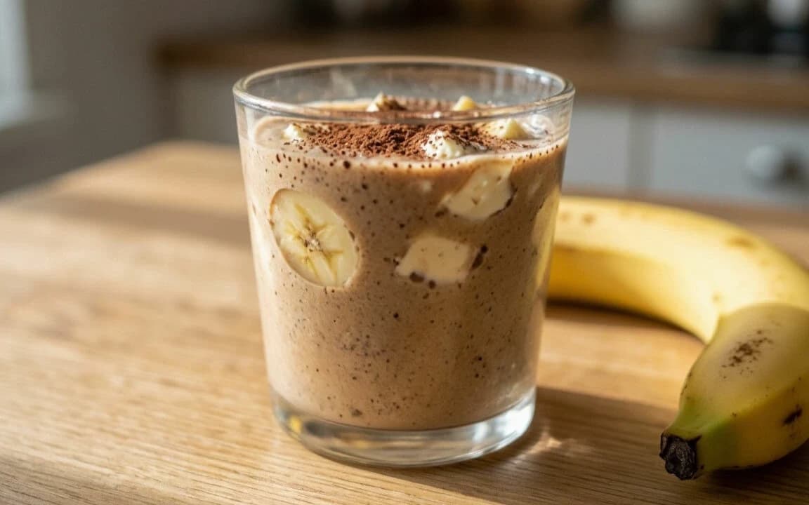 Кофейный смузи с творогом и бананом