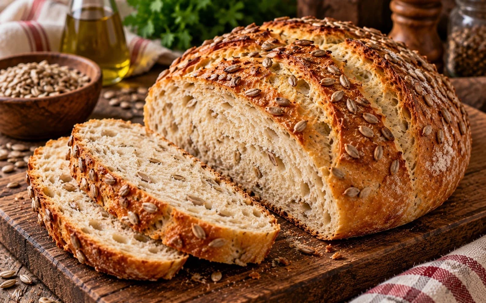 Домашний хлеб с семечками