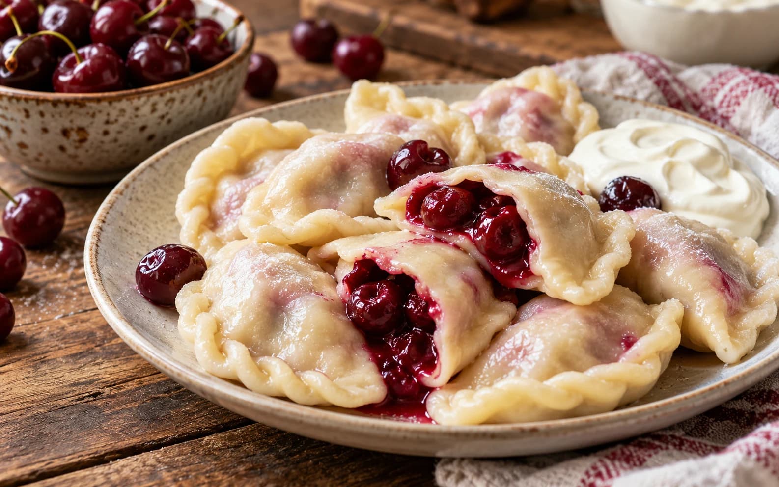 Вареники с замороженной вишней