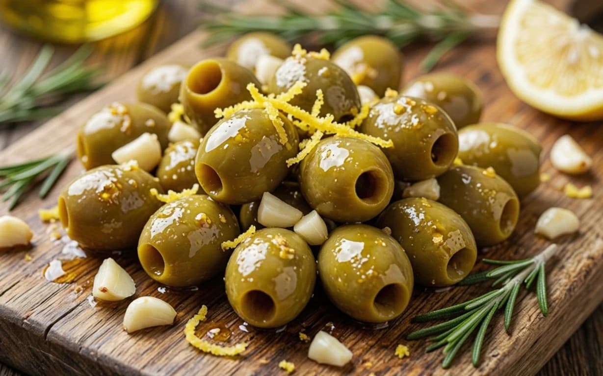 Оливки с чесноком и лимоном