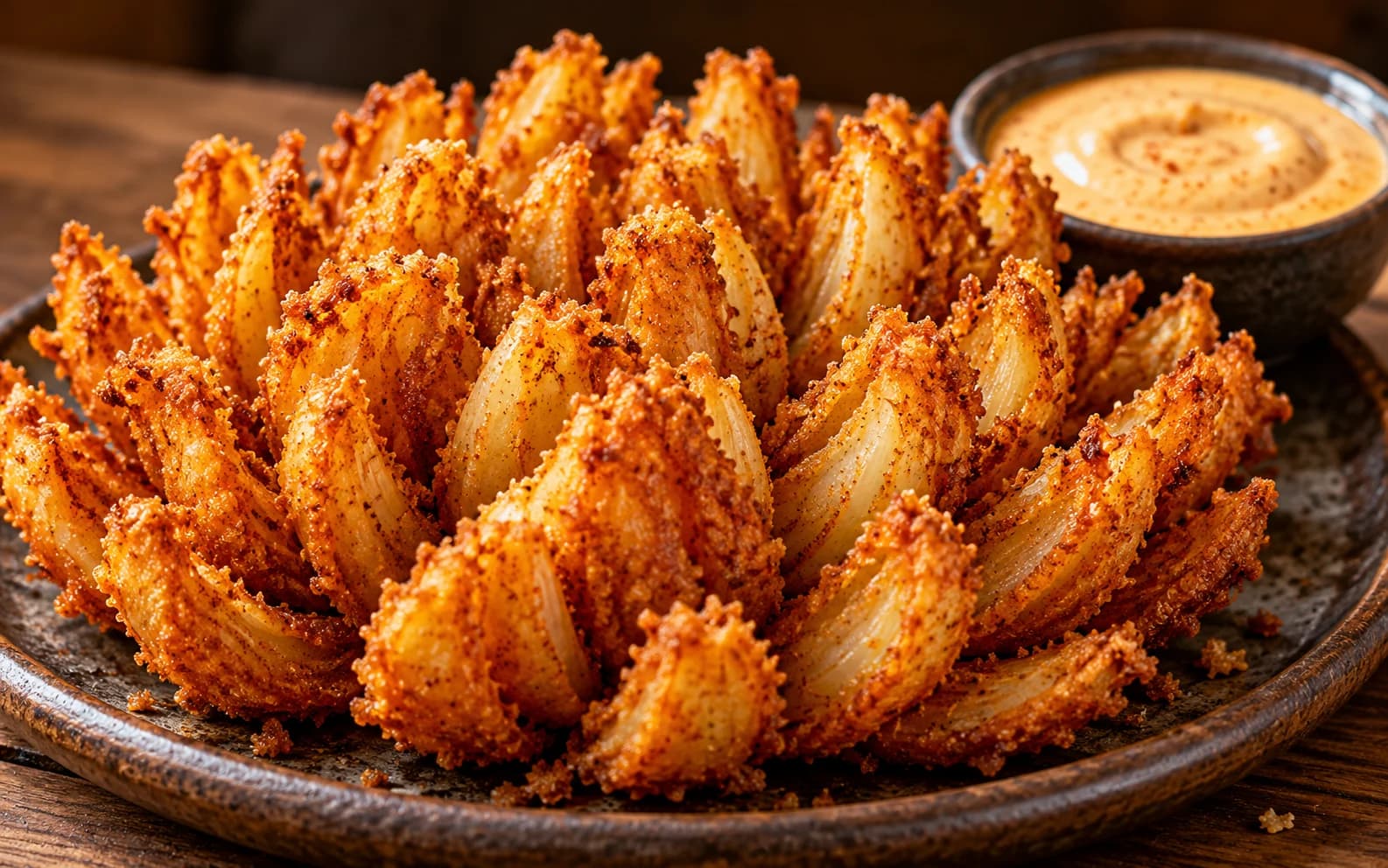 Цветущий лук Blooming Onion с острым соусом
