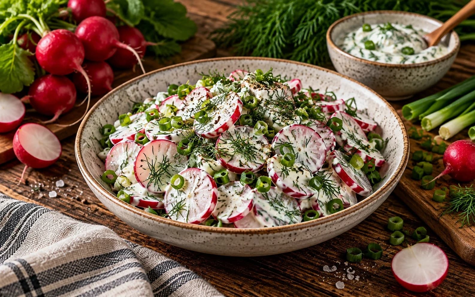 Редис со сметаной и укропом