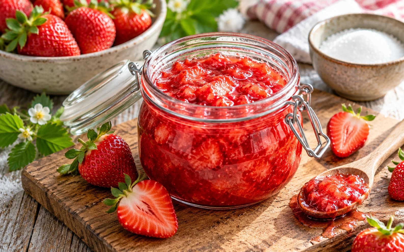 Клубника, перетёртая с сахаром без варки