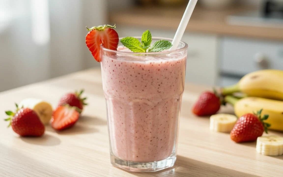Бананово‑клубничный смузи