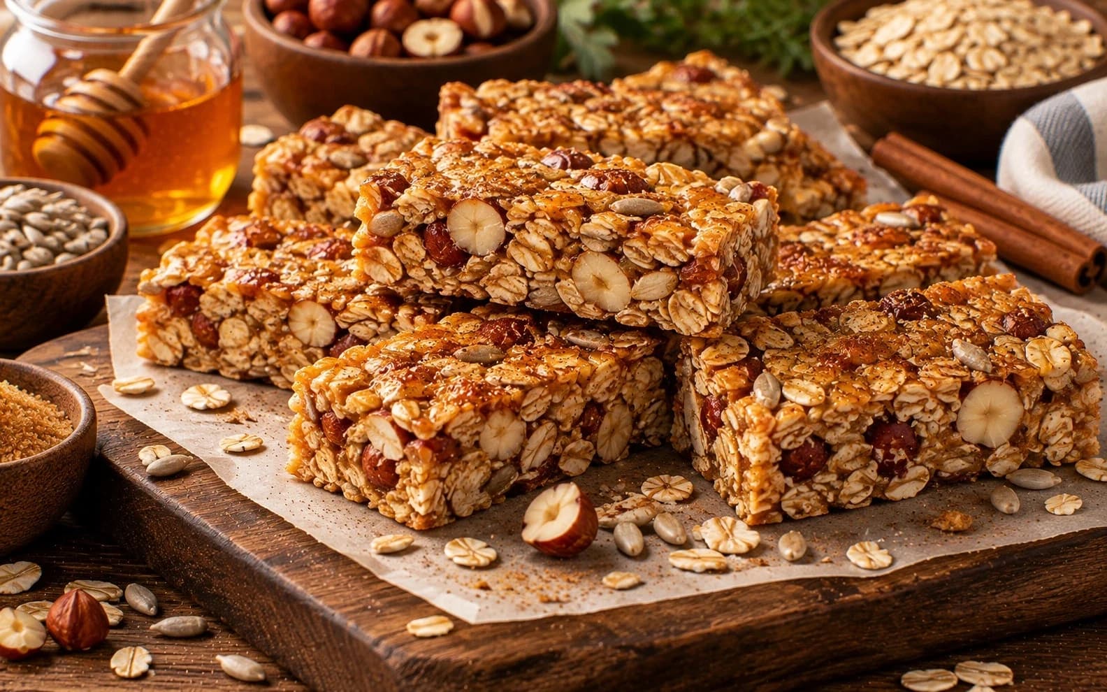 Овсяные козинаки с орехами и мёдом