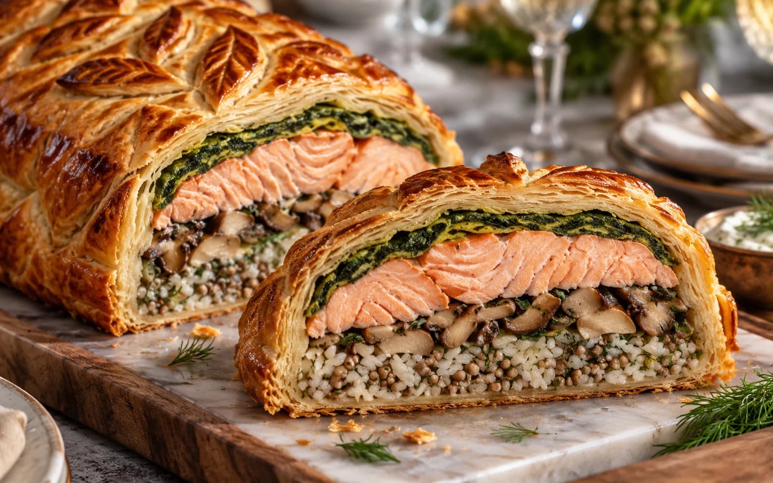 Кулебяка с лососем Рё Курокибы