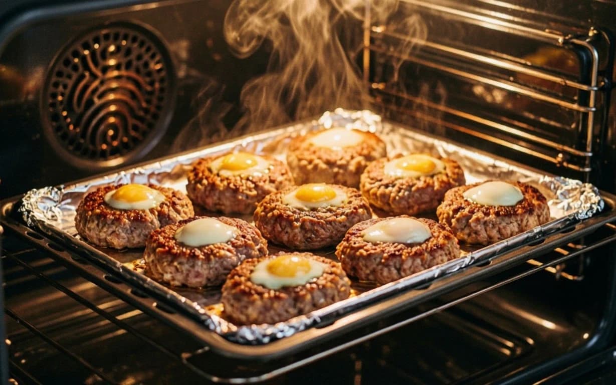 Котлеты мясные с перепелиными яйцами