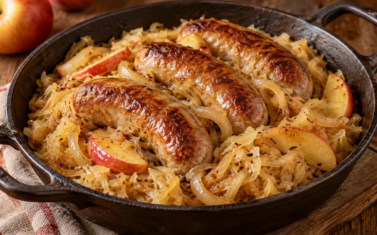 Купаты с квашеной капустой и яблоком