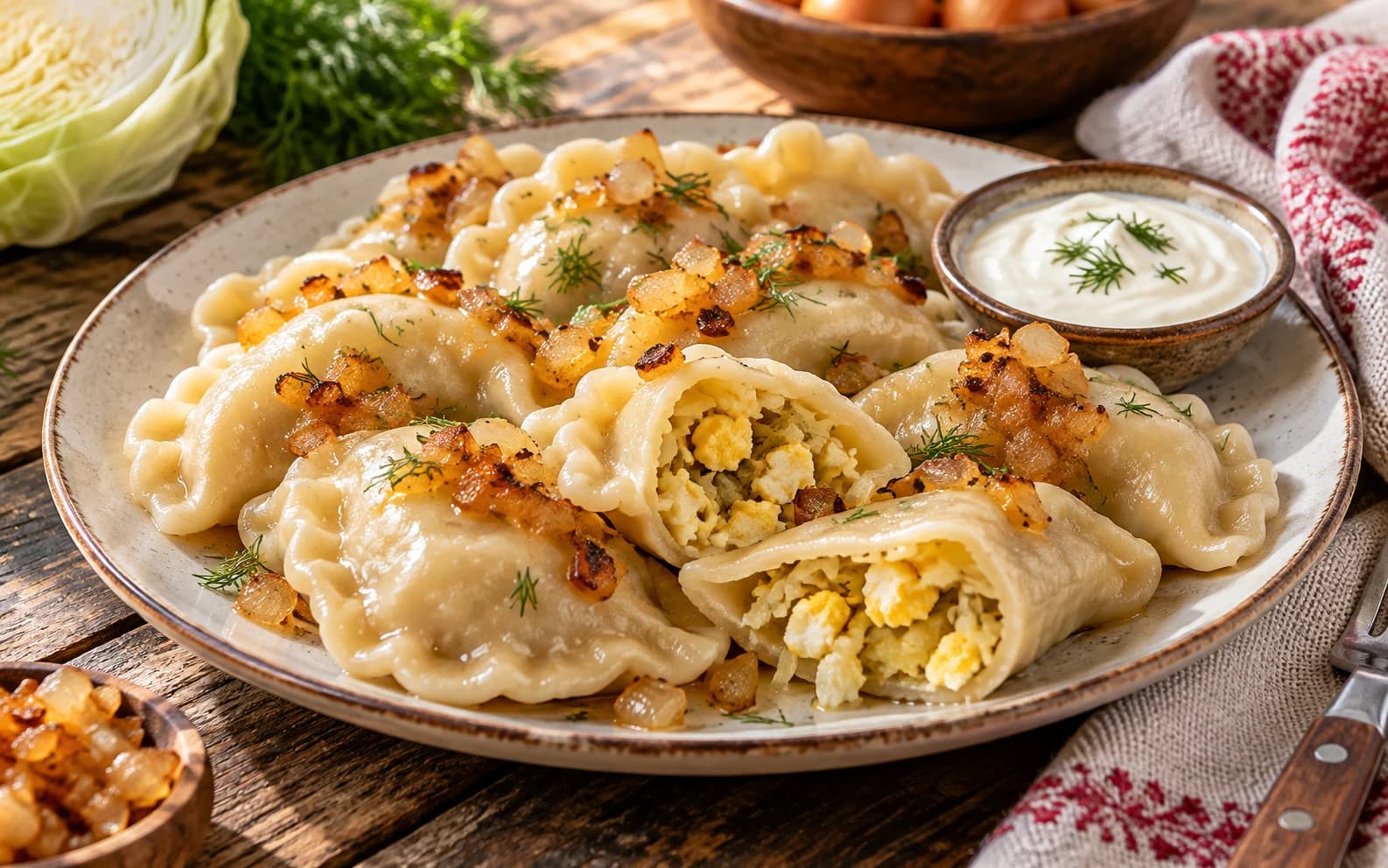 Капустные вареники с капустой и яйцом