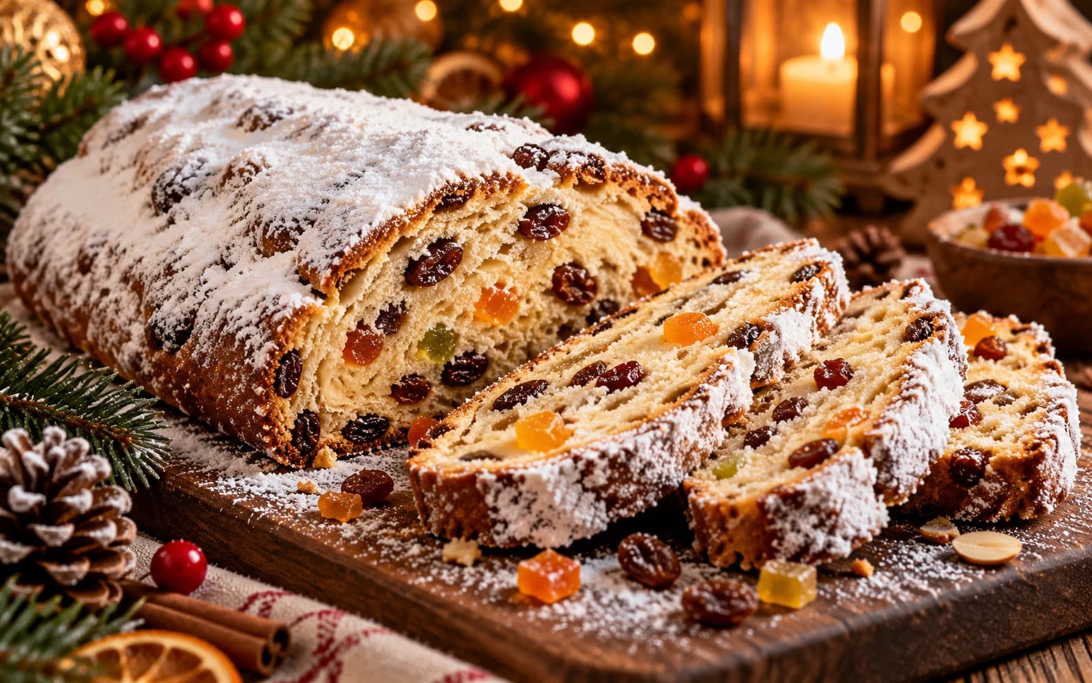 Творожный штоллен с изюмом и цукатами